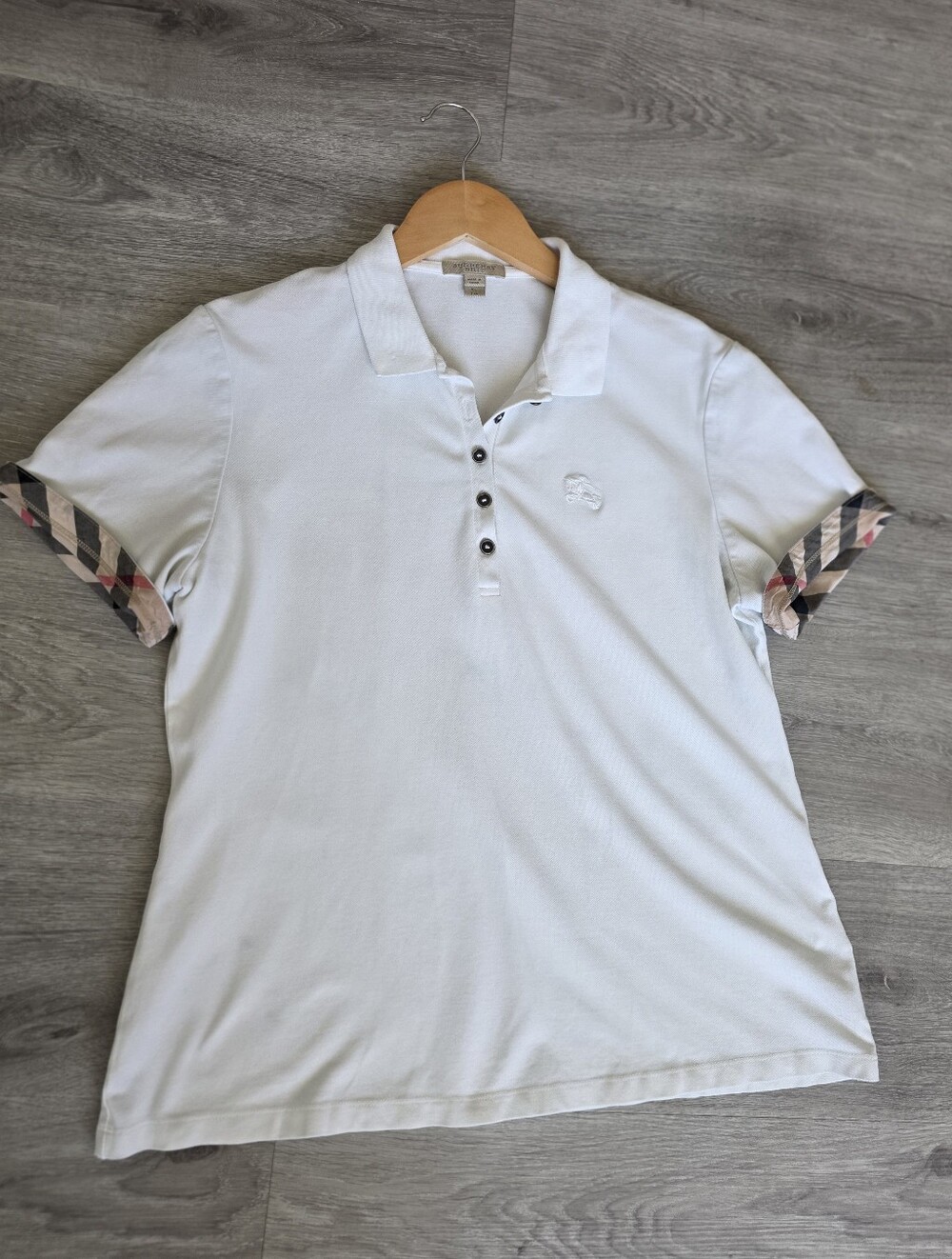 Burberry Polo Shirt White Stretch Cotton Size XL